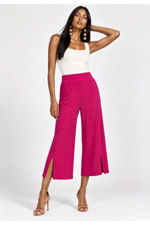 Calça Pantacourt Malha Encorpada Rosa Hibisco