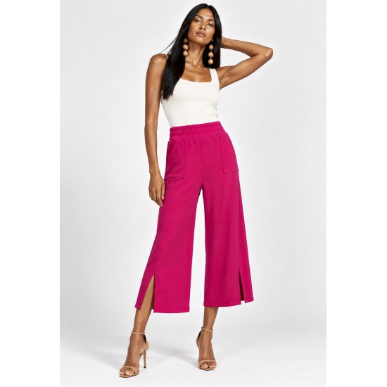 Calça Pantacourt Malha Encorpada Rosa Hibisco