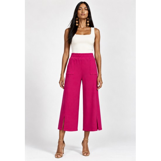 Calça Pantacourt Malha Encorpada Rosa Hibisco