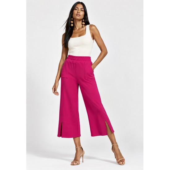Calça Pantacourt Malha Encorpada Rosa Hibisco