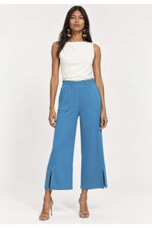 Calça Pantacourt Malha Encorpada Azul Mururé