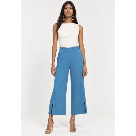 Calça Pantacourt Malha Encorpada Azul Mururé