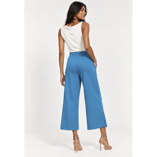Calça Pantacourt Malha Encorpada Azul Mururé
