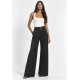 Calça Pantalona Juruá Alfaiataria Risca de Giz Preto Ônix