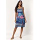 Vestido Curto Viscose Regata Alça Tripla Estampa Florada do Arapiuns