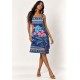 Vestido Curto Viscose Regata Alça Tripla Estampa Florada do Arapiuns