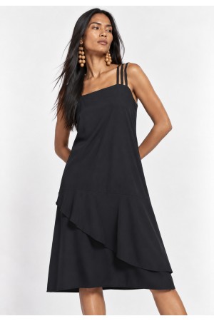 Vestido Curto Viscose Regata Alça Tripla Preto