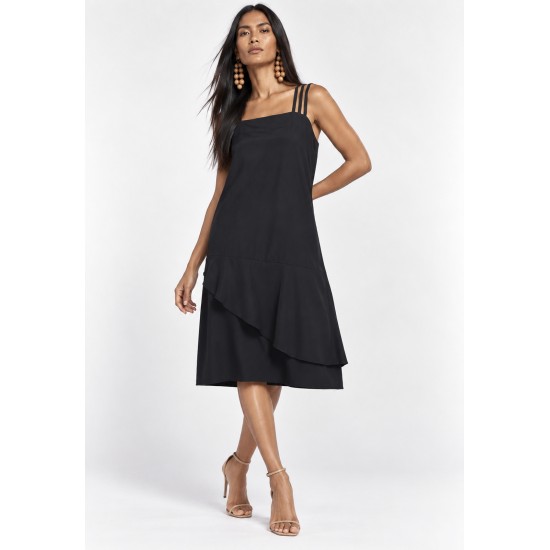 Vestido Curto Viscose Regata Alça Tripla Preto