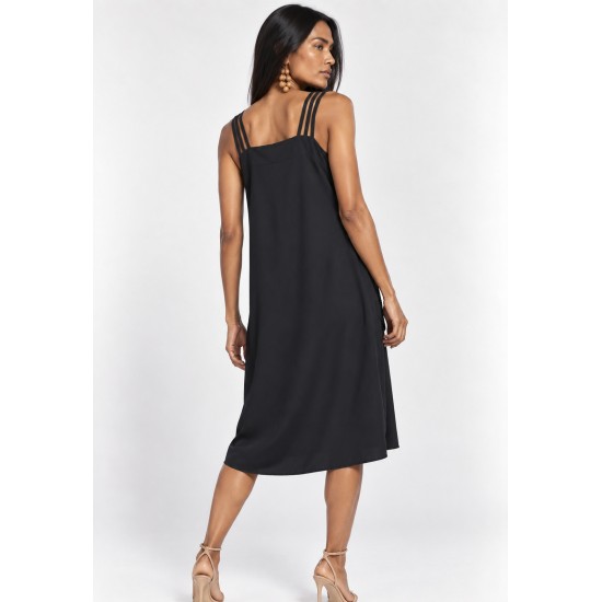 Vestido Curto Viscose Regata Alça Tripla Preto