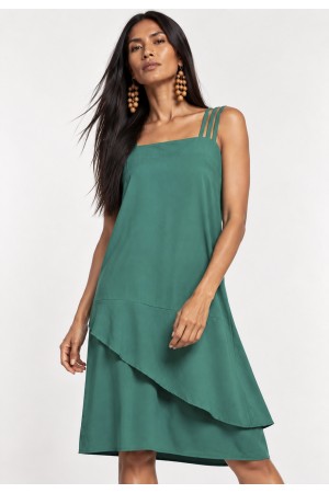 Vestido Curto Viscose Regata Alça Tripla Verde