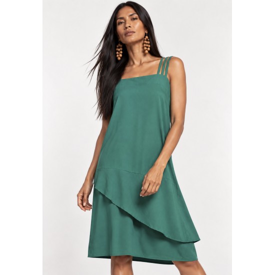 Vestido Curto Viscose Regata Alça Tripla Verde