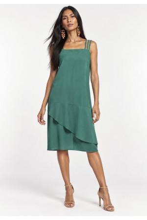Vestido Curto Viscose Regata Alça Tripla Verde