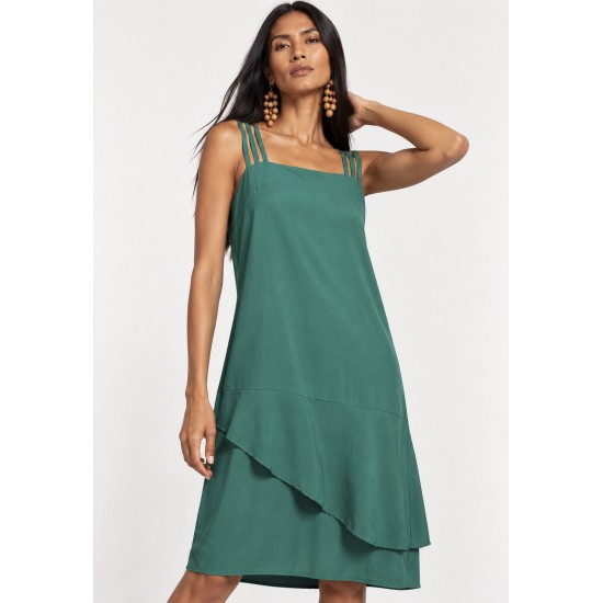 Vestido Curto Viscose Regata Alça Tripla Verde