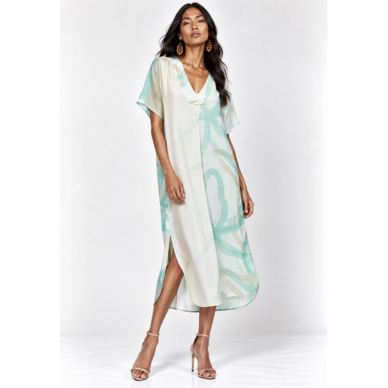 Vestido Midi Nhamundá Viscose Estampa Águas de Anavilhanas