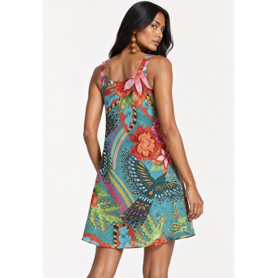 Vestido Curto Mayara Regata Viscose Estampa Voo da Floresta