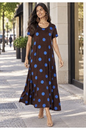 Vestido Longo Uiraúna Malha Poá Terra de Anil