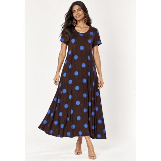Vestido Longo Uiraúna Malha Poá Terra de Anil