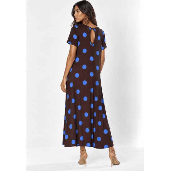 Vestido Longo Uiraúna Malha Poá Terra de Anil