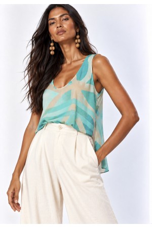 Blusa Regata Arapari Viscose Estampa Águas de Anavilhanas