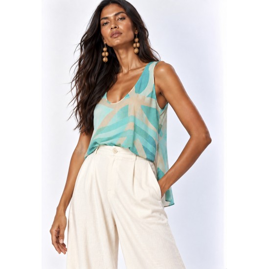 Blusa Regata Arapari Viscose Estampa Águas de Anavilhanas