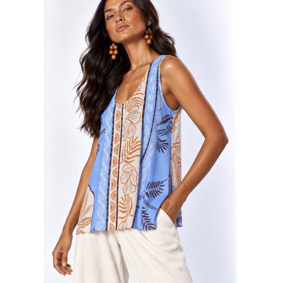 Blusa Regata Arapari Viscose Estampa Caminhos do Arumã
