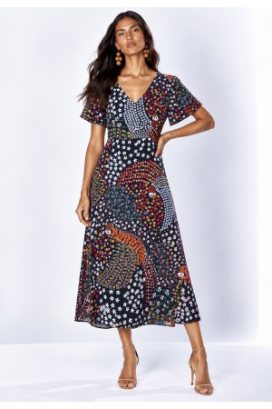 Vestido Bacajá Viscose Estampa Araras em Flor