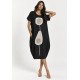 Vestido Midi Amplo Plus Malha Preto Seringal