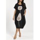 Vestido Midi Amplo Plus Malha Preto Seringal