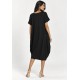Vestido Midi Amplo Plus Malha Preto Seringal
