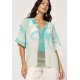 Blusa Feminina Gola V Manga Curta Estampa Águas de Anavilhanas