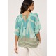 Blusa Feminina Gola V Manga Curta Estampa Águas de Anavilhanas