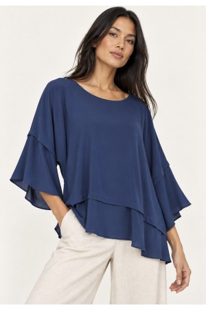 Blusa Ampla Cascata Azul Marinho