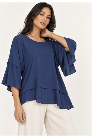 Blusa Ampla Cascata Azul Marinho