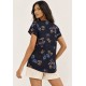 Blusa Viscose Gola V Manga Curta Estampa Asas do Entardecer