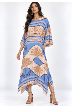 Vestido Longo Plus Size Viscose Nascente Estampa Caminhos do Arumã