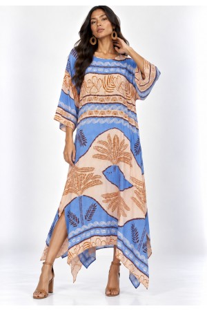 Vestido Longo Plus Size Viscose Nascente Estampa Caminhos do Arumã