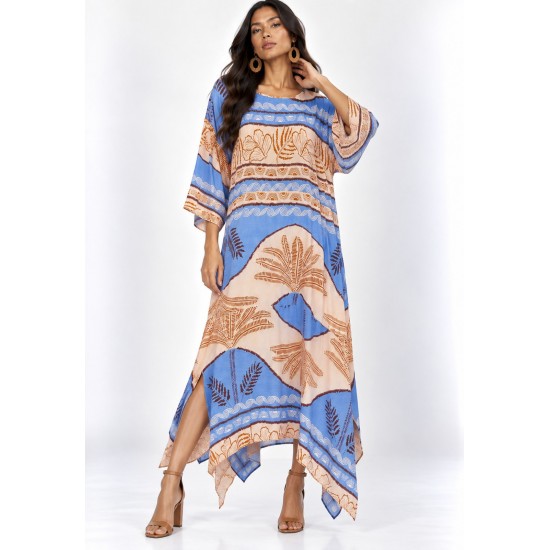 Vestido Longo Plus Size Viscose Nascente Estampa Caminhos do Arumã