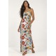 Vestido Longo Anambé Viscose com Bolsos Estampa Jardim Solar