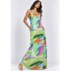 Vestido Longo Anambé Viscose com Bolsos Estampa Mata em Aquarela