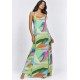 Vestido Longo Anambé Viscose com Bolsos Estampa Mata em Aquarela