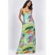 Vestido Longo Anambé Viscose com Bolsos Estampa Mata em Aquarela