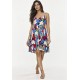 Vestido Curto Itaúna em Viscose com Babados Duplos Estampa Floresce