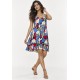 Vestido Curto Itaúna em Viscose com Babados Duplos Estampa Floresce