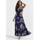 Vestido Longo Kuaana Viscose Estampa Festa das Flores Azul