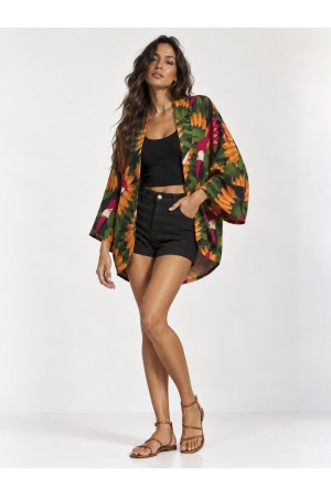 Kimono Viscose Manga Ampla Estampa Festas dos Tucanos
