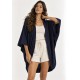 Kimono Viscose Manga Ampla Azul Marinho