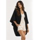 Kimono Viscose Manga Ampla Preto