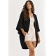 Kimono Viscose Manga Ampla Preto