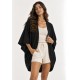 Kimono Viscose Manga Ampla Preto