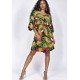 Vestido Curto Caaxixá Viscose com Cordão na Cintura Estampa Festas dos Tucanos